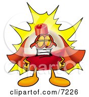 Fishing Bobber Mascot Cartoon Character Dressed As A Super Hero