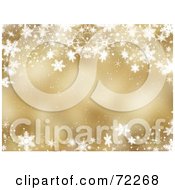 Poster, Art Print Of Golden Christmas Background With Flowing Snowflake Waves
