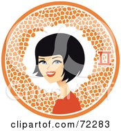 Pretty Gemini Woman In An Orange Circle With The Zodiac Symbol