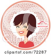 Royalty Free RF Clipart Illustration Of A Pretty Libra Woman In A Pink Circle With The Zodiac Symbol by Monica