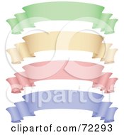 Poster, Art Print Of Digital Collage Of Green Beige Pink And Purple Scroll Banners
