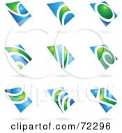 Royalty Free RF Clipart Illustration Of A Digital Collage Of Green And Blue 3d Logos