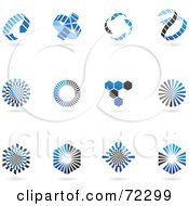 Royalty Free RF Clipart Illustration Of A Digital Collage Of Blue And Black 3d Logo Icons