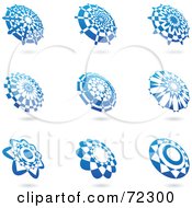 Royalty Free RF Clipart Illustration Of A Digital Collage Of Blue And White Floral Logo Icons