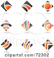 Royalty Free RF Clipart Illustration Of A Digital Collage Of Black And Orange Diamond Logo Icons
