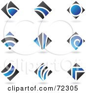 Royalty Free RF Clipart Illustration Of A Digital Collage Of Blue And Black 3d Diamond Logo Icons