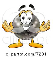Bowling Ball Mascot Cartoon Character With Welcoming Open Arms