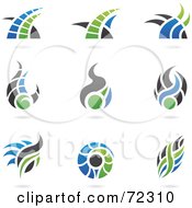 Poster, Art Print Of Digital Collage Of Blue Green And Gray Logo Icons - Version 2