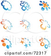Royalty-Free (RF) Clipart Illustration of a Digital Collage Of Orange And Blue Icon Logos - Version 3 by cidepix #COLLC72317-0145