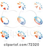 Royalty Free RF Clipart Illustration Of A Digital Collage Of Orange And Blue Icon Logos Version 1