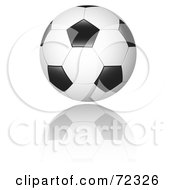 Poster, Art Print Of New Black And White Soccer Ball With A Reflection