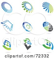 Poster, Art Print Of Digital Collage Of Blue Green And Gray Logo Icons - Version 1