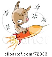 Royalty Free RF Clipart Illustration Of A Space Dog Riding A Rocket Through Stars