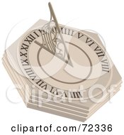 Royalty Free RF Clipart Illustration Of A Wooden Sun Dial With Roman Numerals