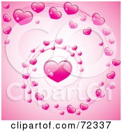 Poster, Art Print Of Valentine Swirl Of Pink Hearts Over Pink