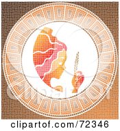 Poster, Art Print Of Mosaic Tiled Virgo Woman Holding Wheat