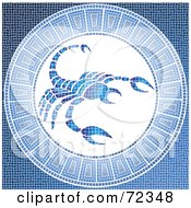 Poster, Art Print Of Blue Scorpio Horoscope Mosaic Tile Background