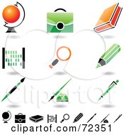 Poster, Art Print Of Digital Collage Of Orange And Green School Items