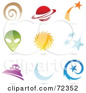 Royalty Free RF Clipart Illustration Of A Digital Collage Of Colorful Universe Icons