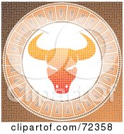 Royalty Free RF Clipart Illustration Of An Orange Taurus Horoscope Mosaic Tile Background