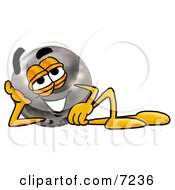 Bowling Ball Mascot Cartoon Character Resting His Head On His Hand