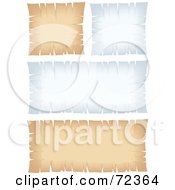 Poster, Art Print Of Digital Collage Of Blank White And Beige Parchment Signs With Torn Edges