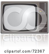 Poster, Art Print Of Old Fashioned Silver Tv Set With A Reflection
