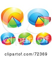 Digital Collage Of Shiny 3d Pie Charts