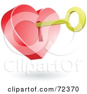 Royalty Free RF Clipart Illustration Of A Golden Key In The Hole Of A 3d Heart by cidepix