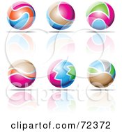 Poster, Art Print Of Digital Collage Of Colorful 3d Spheres With Reflections
