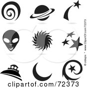 Poster, Art Print Of Digital Collage Of Black And White Universe Icons