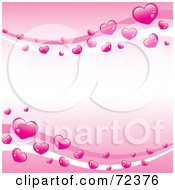 Poster, Art Print Of Pink Background With Waves Of Shiny Hearts