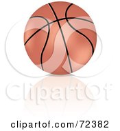 Poster, Art Print Of 3d Basketball With A Reflection On White