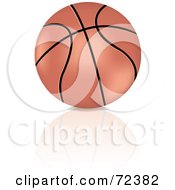 Royalty Free RF Clipart Illustration Of A 3d Basketball With A Reflection On White by cidepix
