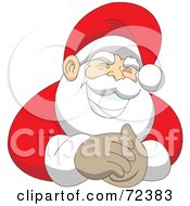 Royalty Free RF Clipart Illustration Of A Laughing Santa Claus Clasping His Hands