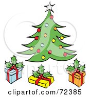 Poster, Art Print Of Three Gift Boxes Under A Decorated Christmas Tree
