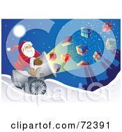 Royalty Free RF Clipart Illustration Of Santa Shooting Presents Out Of A Cannon