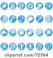 Royalty Free RF Clipart Illustration Of A Digital Collage Of Blue Round Shiny Icon Site Buttons