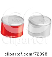 Digital Collage Of Red And Silver Food Cans With Easy Open Pop Lids