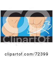 Royalty Free RF Clipart Illustration Of A Mans Body Shown Overweight And Slender With A Measuring Tape