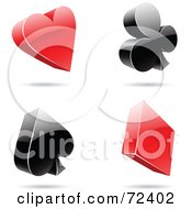 Poster, Art Print Of Digital Collage Of Red And Black 3d Card Suits