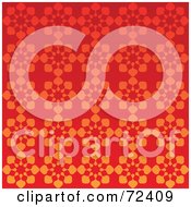 Poster, Art Print Of Bright Red Background With Orange Snowflake Patterns