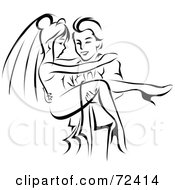 Royalty Free RF Clipart Illustration Of A Black And White Groom Carrying His Beautiful Bride