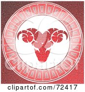 Poster, Art Print Of Red Aries Ram Horoscope Mosaic Tile Background
