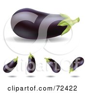 Royalty Free RF Clipart Illustration Of A Digital Collage Of Purple Eggplants At Different Angles