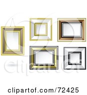 Poster, Art Print Of Digital Collage Of A Group Of Gold White And Brown Blank Frames On A Wall
