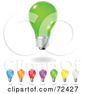 Poster, Art Print Of Digital Collage Of Shiny Colorful Electric Light Bulbs