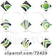 Royalty Free RF Clipart Illustration Of A Digital Collage Of Black And Green Diamond Logo Icons