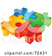 Poster, Art Print Of Group Of Colorful Diverse 3d Puzzle Pieces Inter Locked