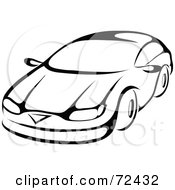 Royalty Free RF Clipart Illustration Of A Black And White Front View Of A Car